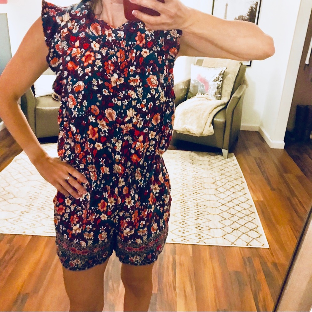 Loft Blue Floral Sleeveless Romper Size SP - Picture 3 of 8